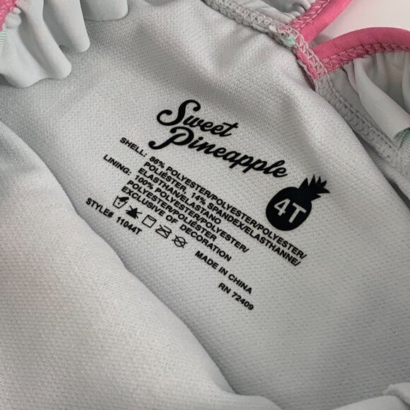 Sweet Pineapple Sequin Strawberry and Gingham One Piece Swimsuit Size 4T - Picture 5 of 10